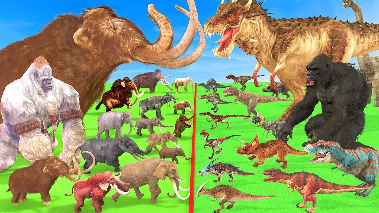 Prehistoric Mammals VS Empowered Modern Mammals Epic Animal Battle   Who Will Dominate The Arena