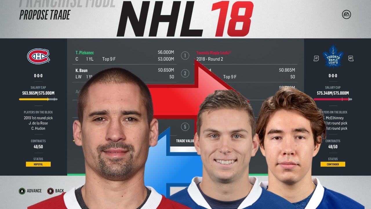 NHL 18 - PLEKANEC TO TORONTO TRADE SIMULATION