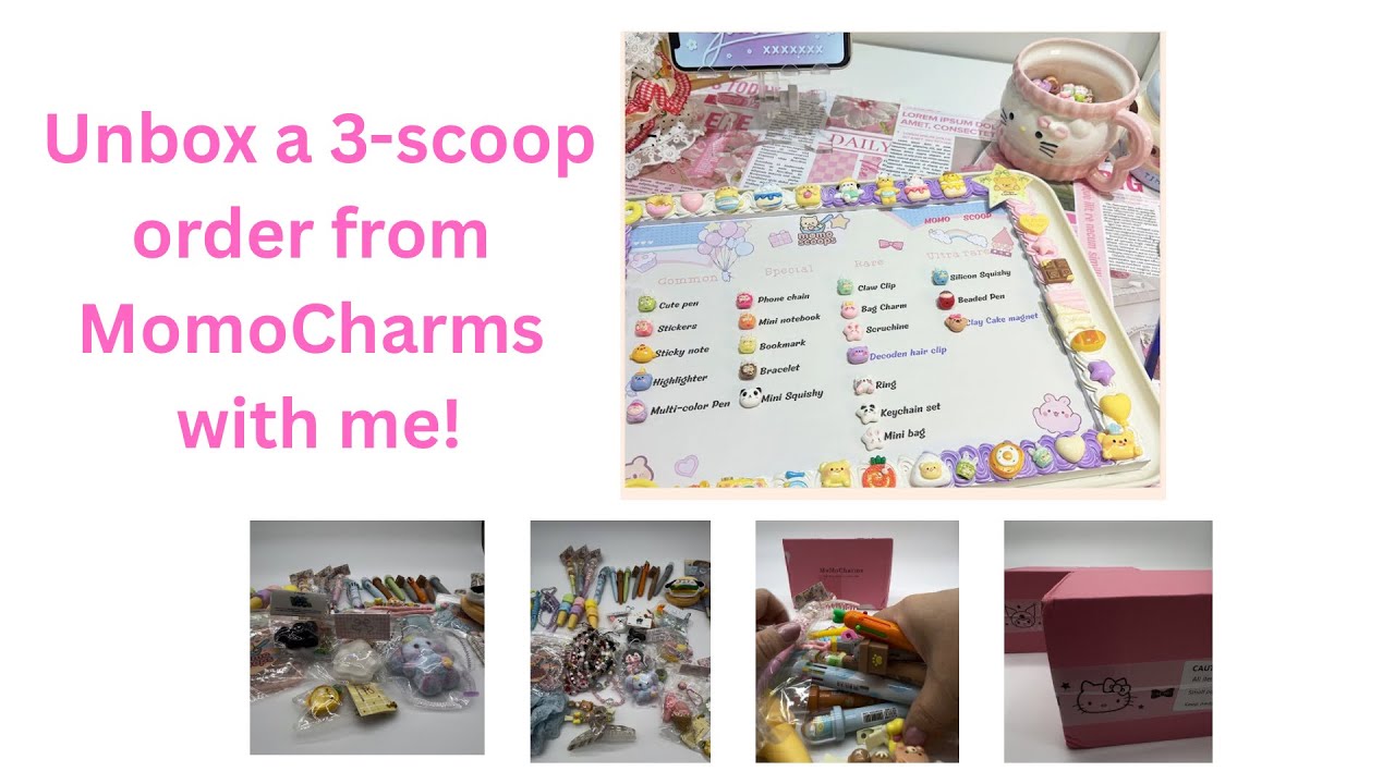 Watch me unbox a 3-scoop order from MomoCharms #momocharms #asmr #unboxing #luckyscoop #freestuff 