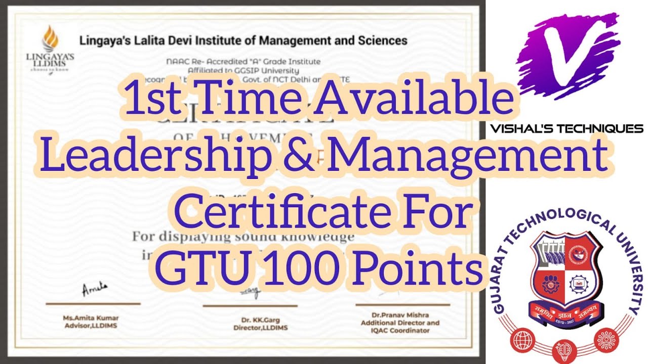Leadership & Management Certificate | Time Management Certificate | Fast Done GTU 100 Activity Point