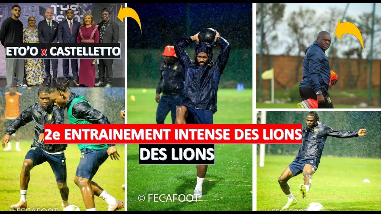 DEUXIEME SEANCE D'ENTRAINEMENT DES LIONS AU MAROC | DAVID PAGOU AUX COMMANDES ETO'O et CASTELLETTO