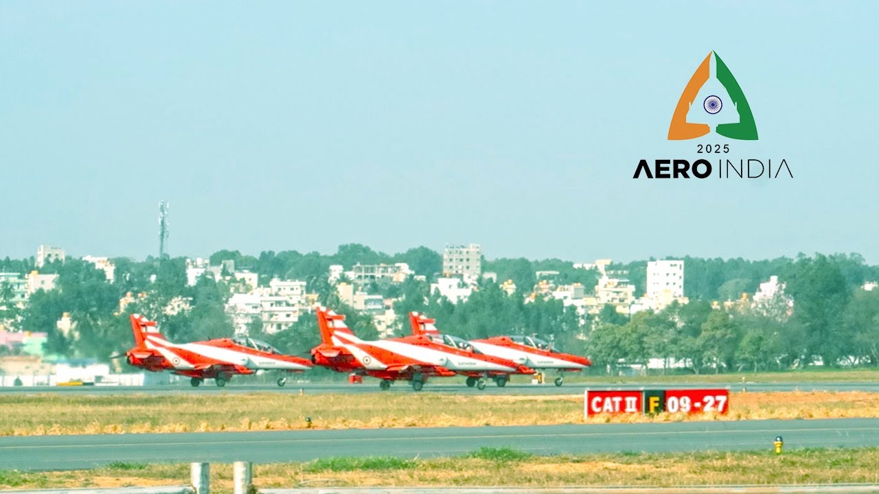 Surya Kiran Aerobatic Team Shocks Crowd at Aero India 2025 🔥 ✈️ 3 Planes Take Off Together!😳