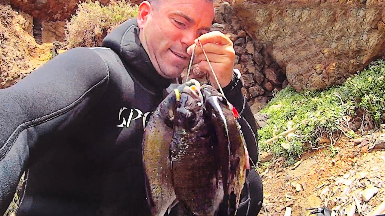PESCA SUBMARINA, esta desde ORILLA, buena pesca en 0m, SIN APNEA o casi... IDEAL PARA PRINCIPIANTES!