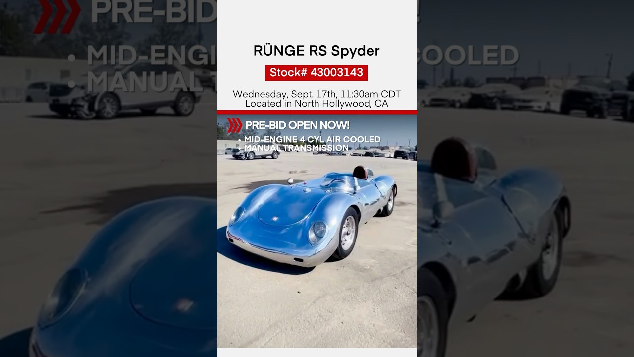Handmade RÜNGE RS Spyder! Lightweight, manual and an air-cooled flat four! Auction 9/17, 11:30a CT!