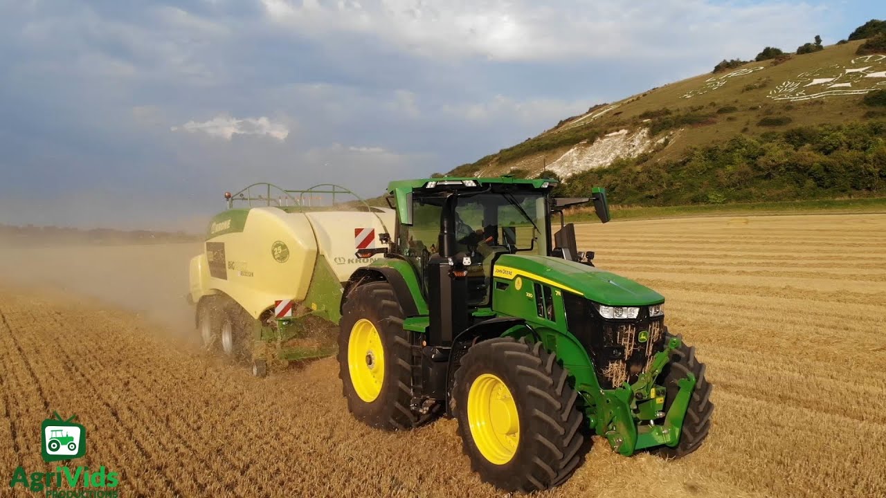 The New John Deere 7R.330 + Krone HDP2 Big Pack Baler. Southern Hay & Straw Co