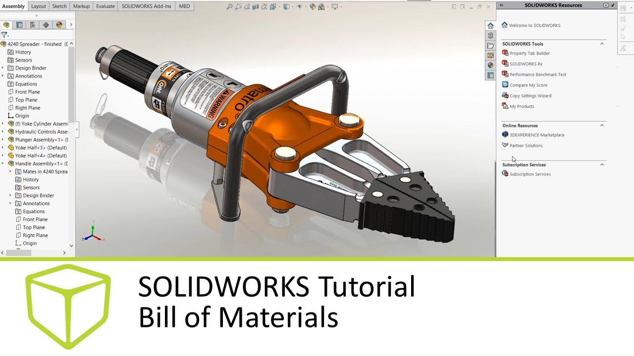 Учебное пособие по SOLIDWORKS — спецификация материалов