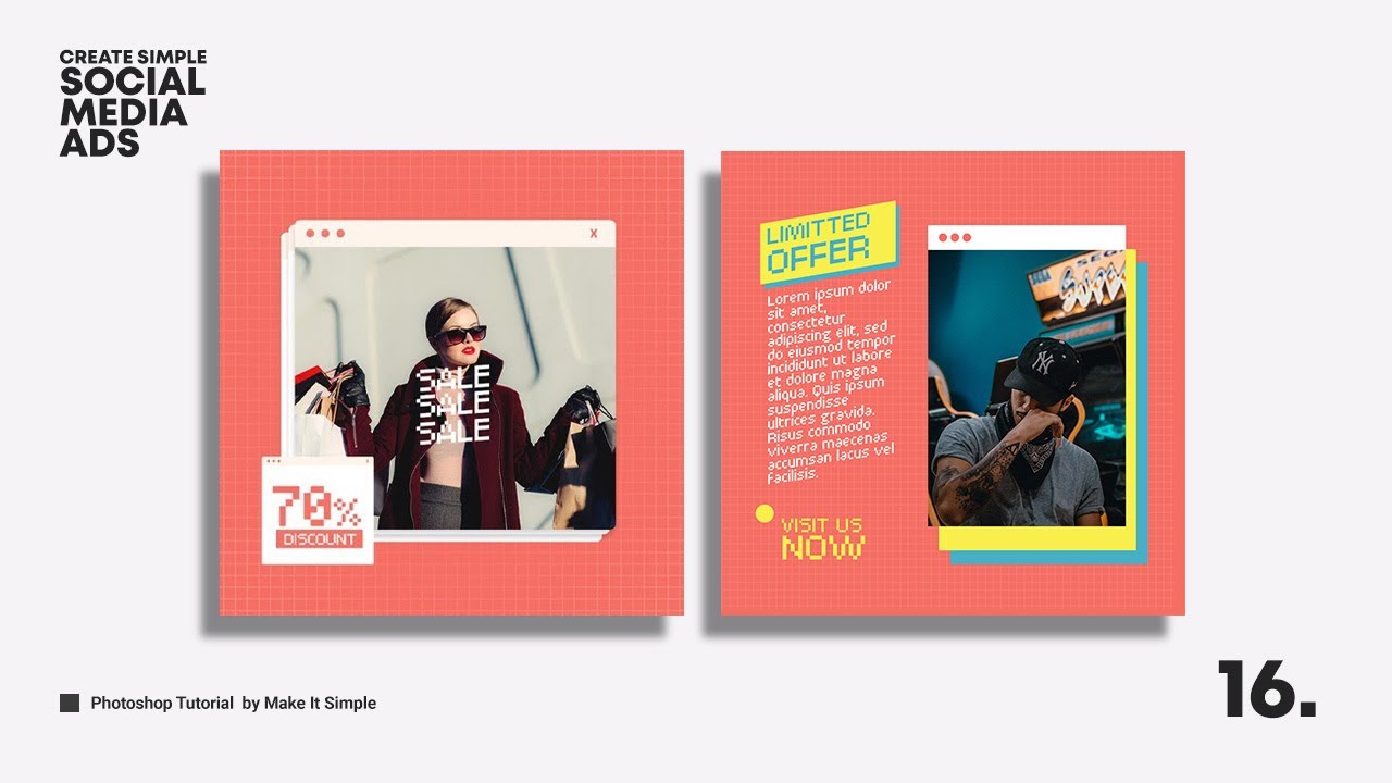 Photoshop Tutorial: Simple Social Media Ads Design #16 (Free PSD)