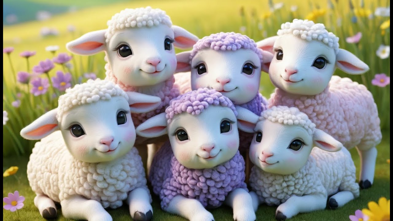 Fünf kleine Lämmer kuscheln sich zusammen | Schlaflied & Sanftes Zählvideofür Babys