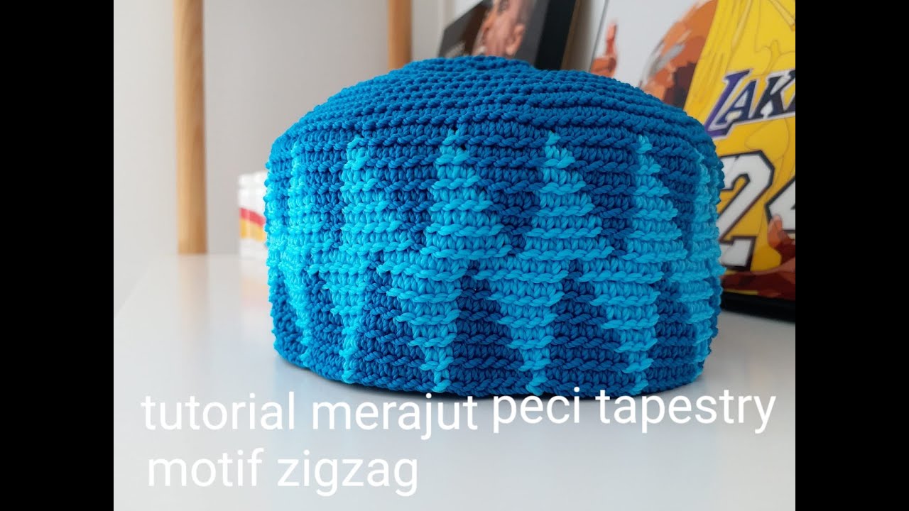 Tutorial merajut peci tapestry zigzag