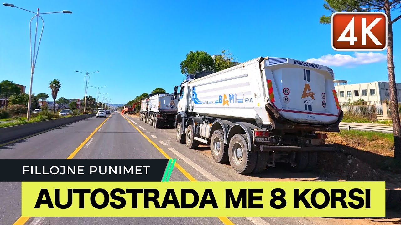 PUNIMET NE AUTOSTRADEN TIRANE DURRES - ZGJERIMI ME 8 KORSI I AUTOSTRADES