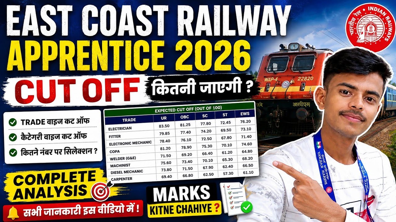 East Coast Railway Apprentice 2026 Cut Off 🔥 सभी Trade & Category cut off || ECR Apprentice Cut Off