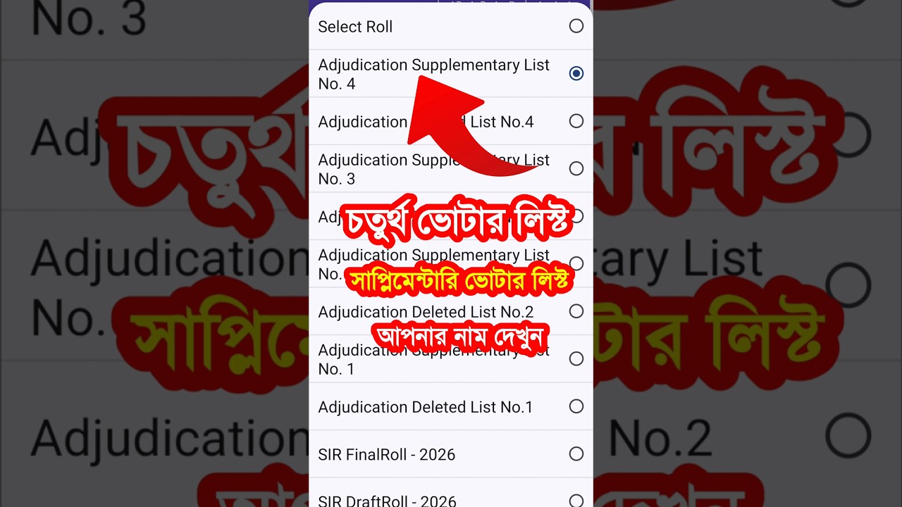 চতুর্থ সাপ্লিমেন্টারি ভোটার লিস্ট ডাউনলোড - Supplementary Voter List 2026. Supplementary Voter List