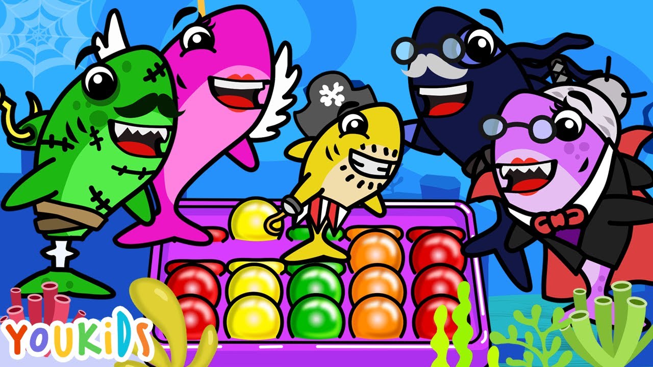 Baby Shark' Family Jump on Popit at Halloween | Happy Halloween Song for kids