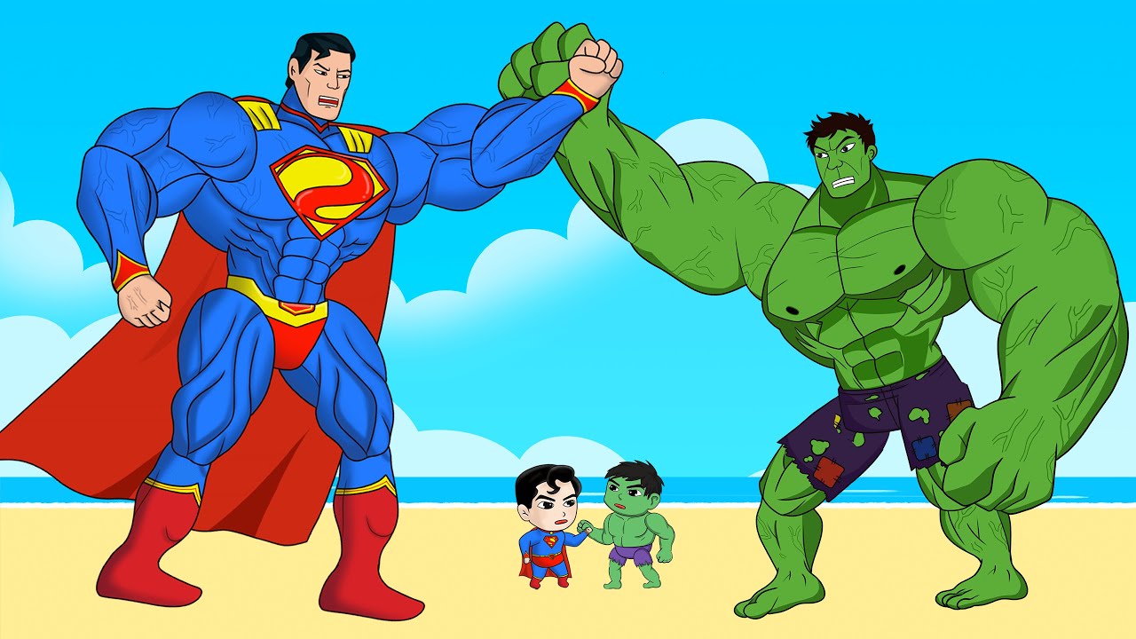 Evolution of HULK Vs Evolution of SUPERMAN - Arm Wrestling Fight : Who Is The King Of Super Heroes?