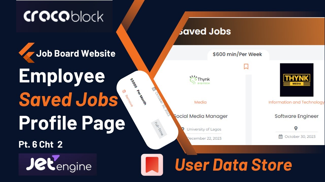 Job Board Website Pt 6 Cht 2- Employee Account Portal: Job Bookmarking | JetEngine Data Store Module