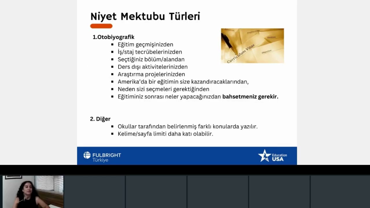 Etkili Niyet Mektubu Yazımı (Statement of Purpose) Webinarı - 11.09.2025