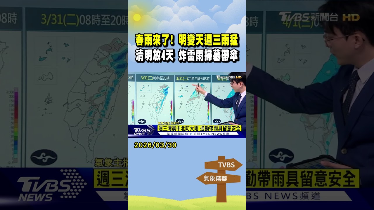 天氣/春雨來了! 明變天週三雨猛 清明放4天 炸雷雨掃墓帶傘｜TVBS新聞 @TVBSNEWS01