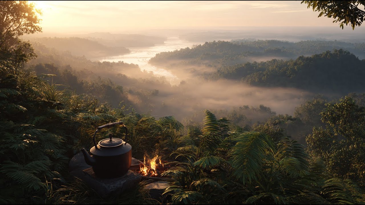 ☀️ Morning Coffee ☕ | Birds & Campfire Ambience | 3-Hour ASMR