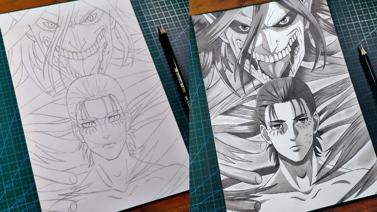 Cara Menggambar Eren Yeager Titan Form - Attack on Titan | Tutorial Step by Step