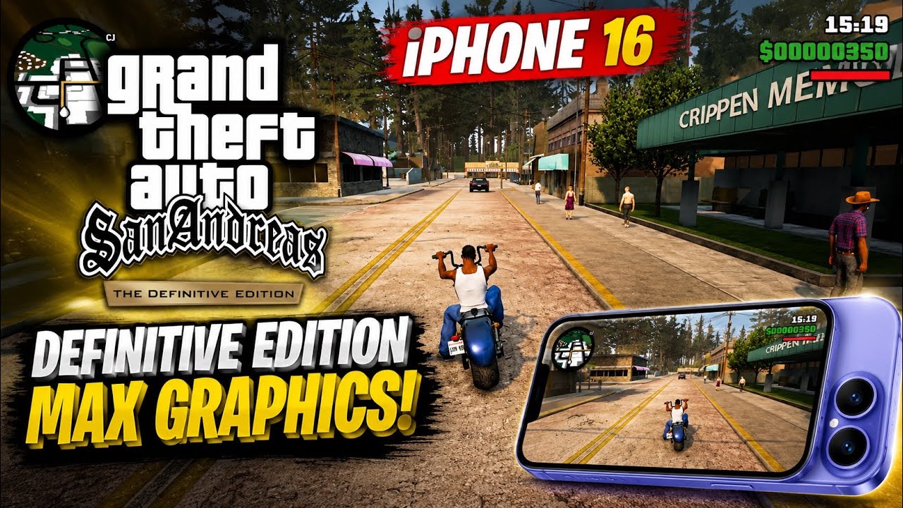 GTA SA Definitive Edition Gameplay | iPhone 16 (MAX GRAPHICS)