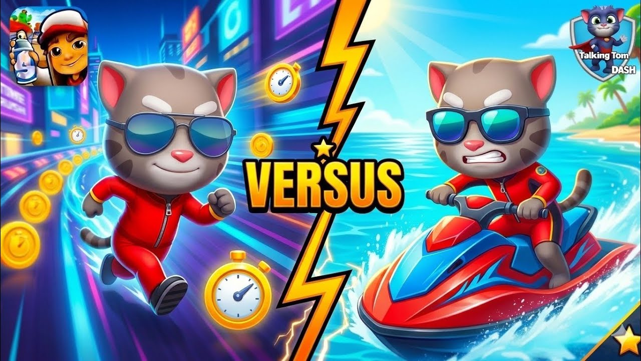 Talking Tom Dash vs Jet Ski Run: The Ultimate Speed Battle!