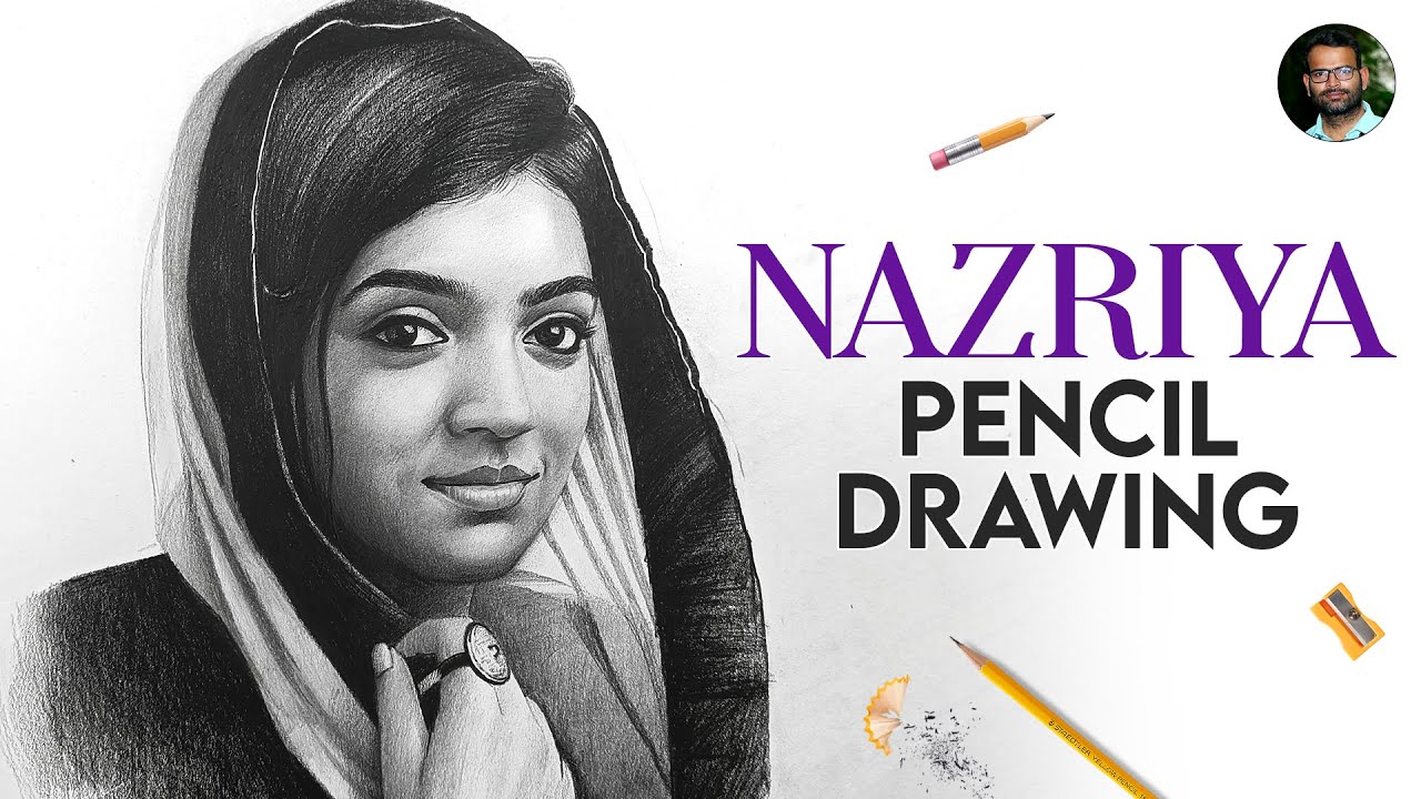 #nazriya Pencil Drawing | Nazriya Fahadh | Thirumanam Ennum Nikkah | Live Art Chennai
