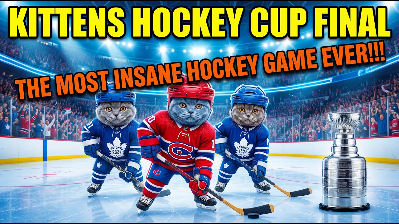 КОТЯТА БРИТАНСКИХ ГОЛУБЫХ КОШЕК ИГРАЮТ В ХОККЕЙ!
