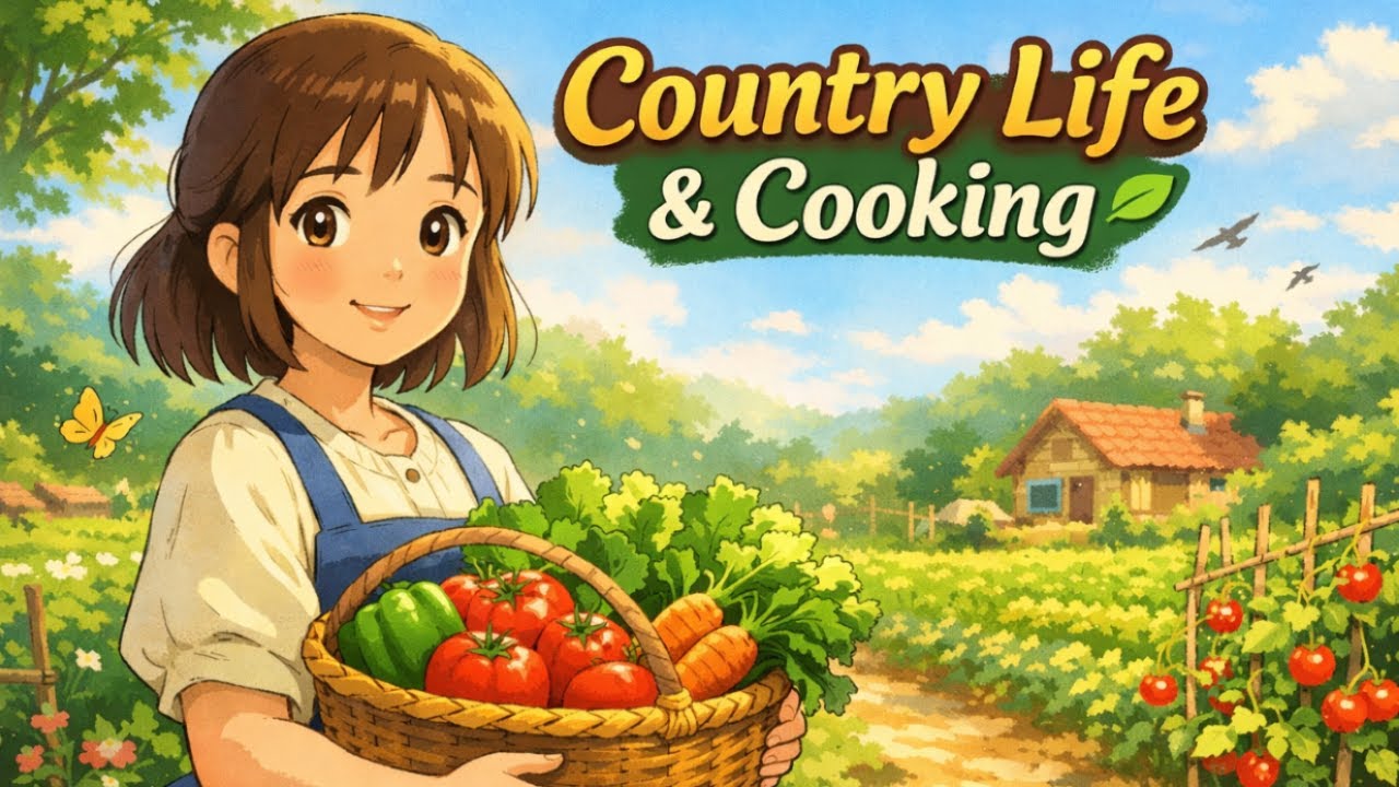 Harvesting Vegetables in a Quiet Garden & Cooking a Warm Meal | Ghibli - Style Video