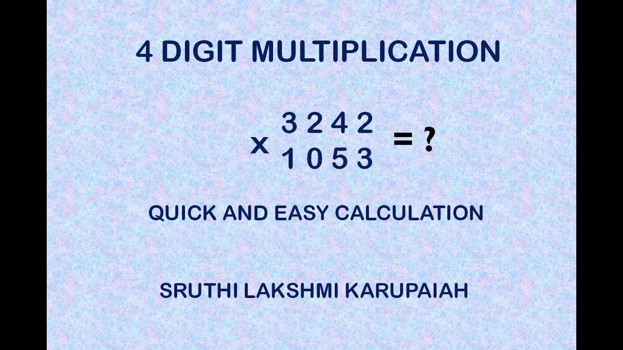 Easy way of Multiplying 4 Digit Number | Vedic Math | Vertically and Crosswise Method | Speed Math
