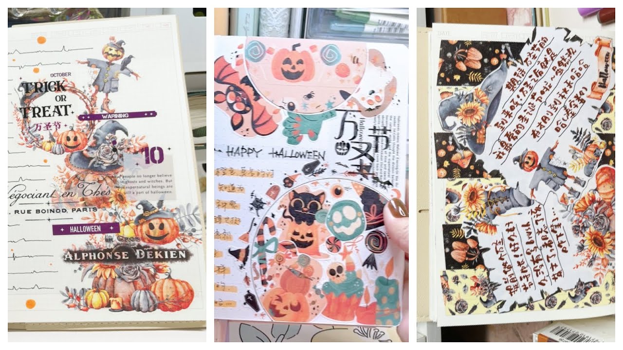 👻 Halloween Theme 🎃 | ASMR Aesthetic Journaling | The Washi Tape Shop