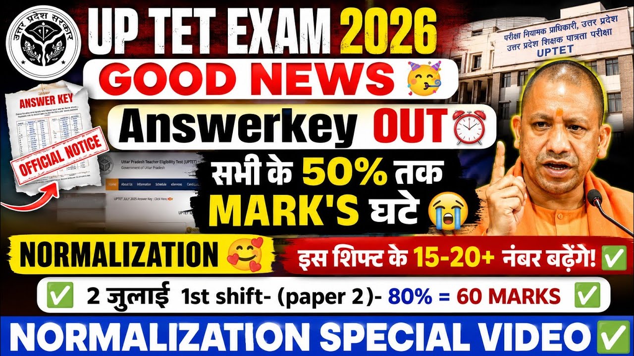 UP TET EXAM 2026 🚨 Answer Key OUT | 50% Marks Dropped 😱 | Will Normalization Increase Marks by 15...