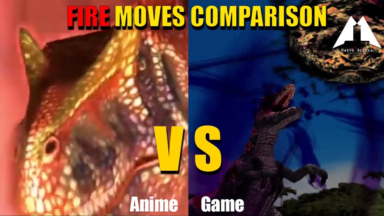 Dinosaur King Comparison (Game VS Anime) Fire Moves and Dinotector 恐竜キング