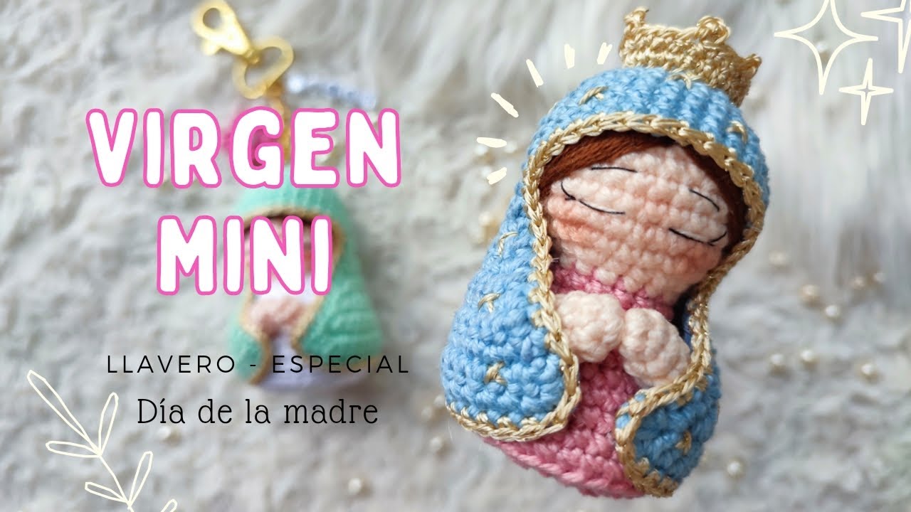 Cómo tejer VIRGEN amigurumi- llavero o denario TUTORIAL paso a paso