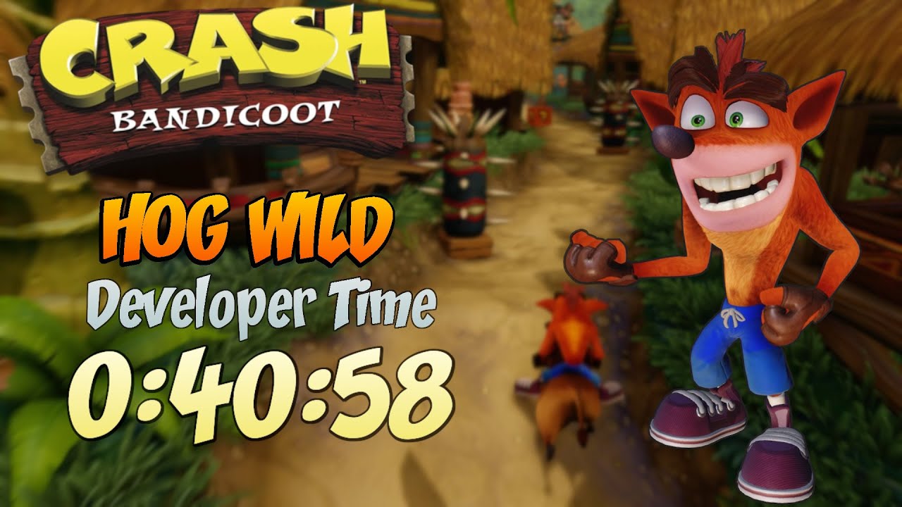 Crash 1 (N.Sane) - 'Hog Wild' developer time challenge [0:40.58]