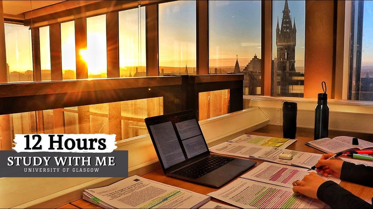 12 HOUR STUDY WITH ME at the LIBRARY | University of Glasgow,Background noise,10 min break, No Music