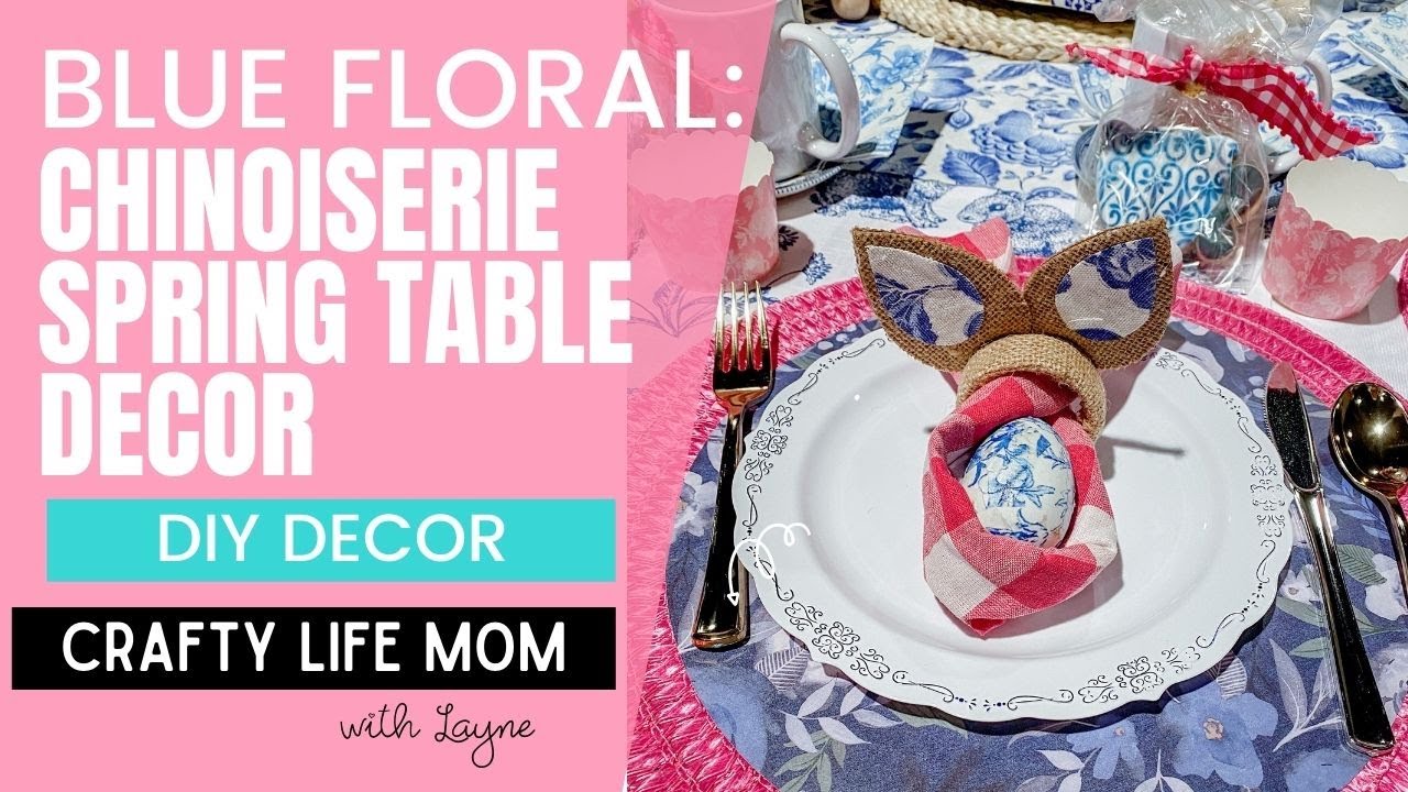 Spring Blue Floral Decor and Easter Decor DIYs and Dollar Tree crafts. High End looks for Less.
