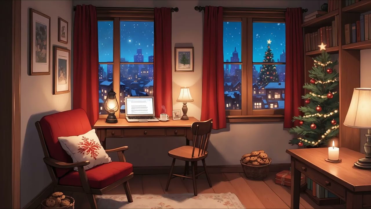 Snowy City Window Ambience ❄️ Peaceful Lofi Beats for Study & Relaxation