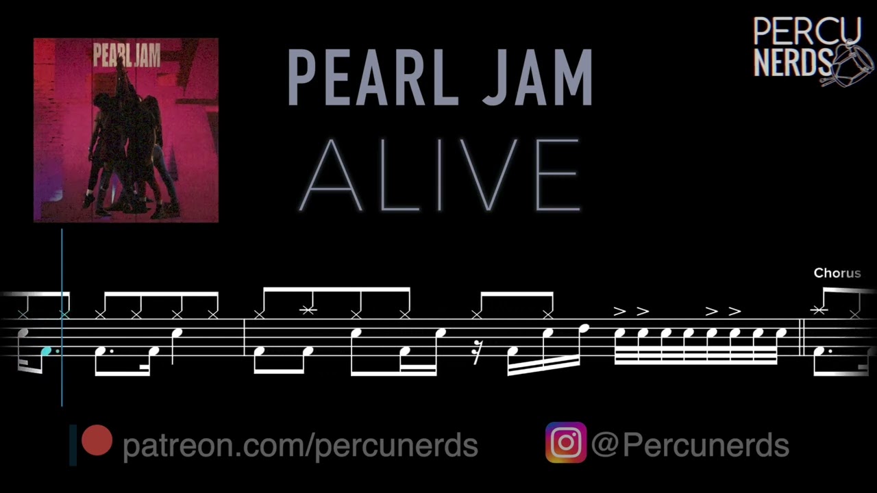 Alive - Pearl Jam | Drumless + Drum Transcription