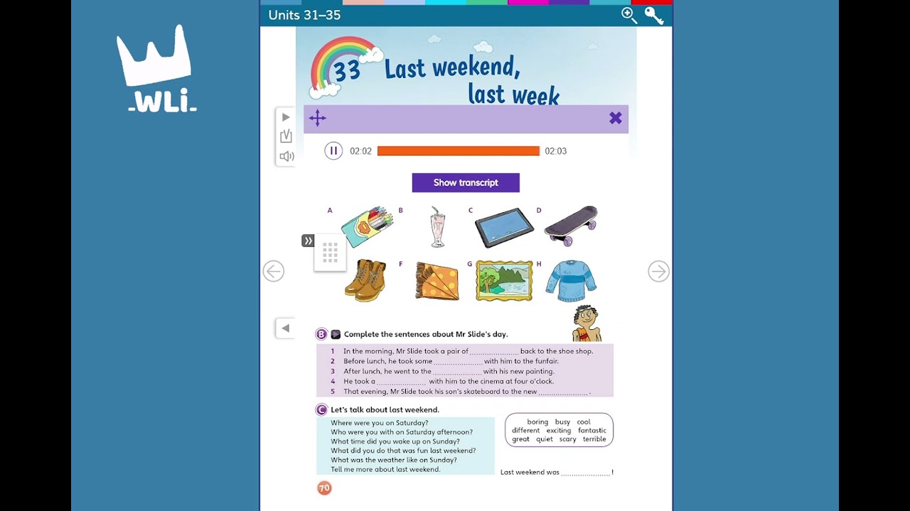 UNIT 33: LAST WEEKEND, LAST WEEK | AUDIO BOOK FUN FOR MOVERS | SÁCH TIẾNG ANH CHO BÉ | WLi