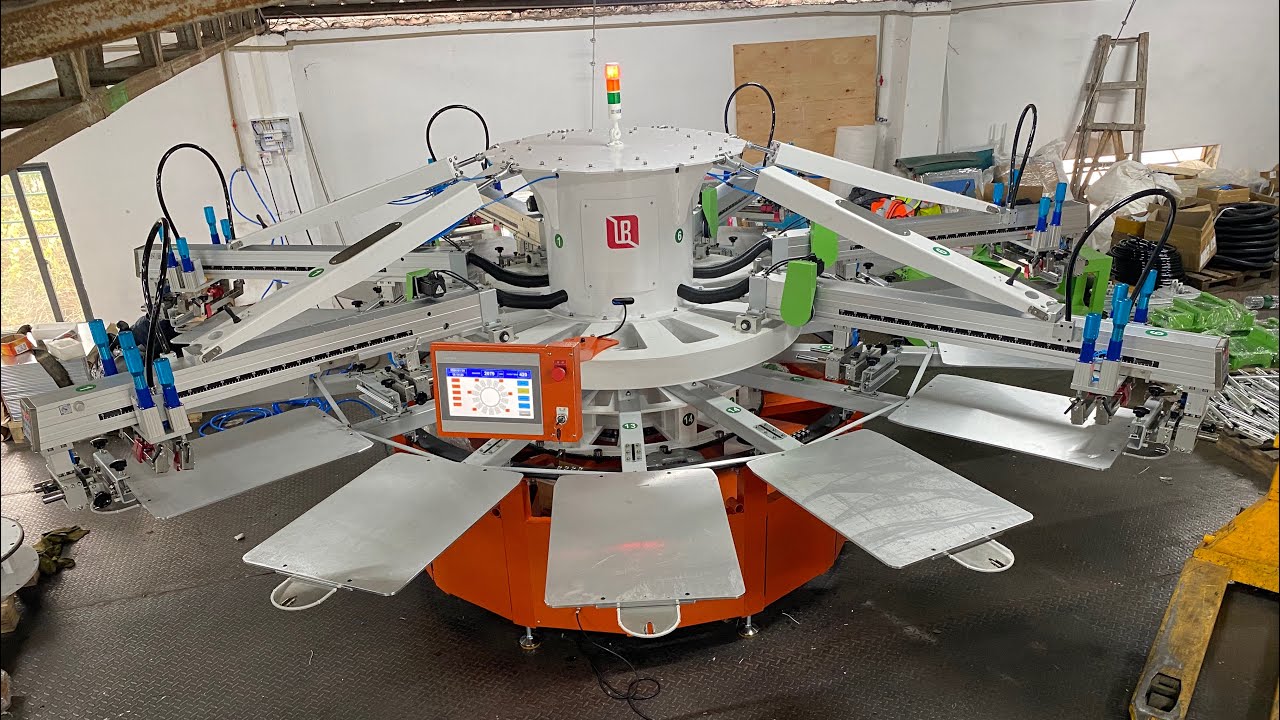 Ruida 6 color 14 stations automatic screen printing machine for T shirt