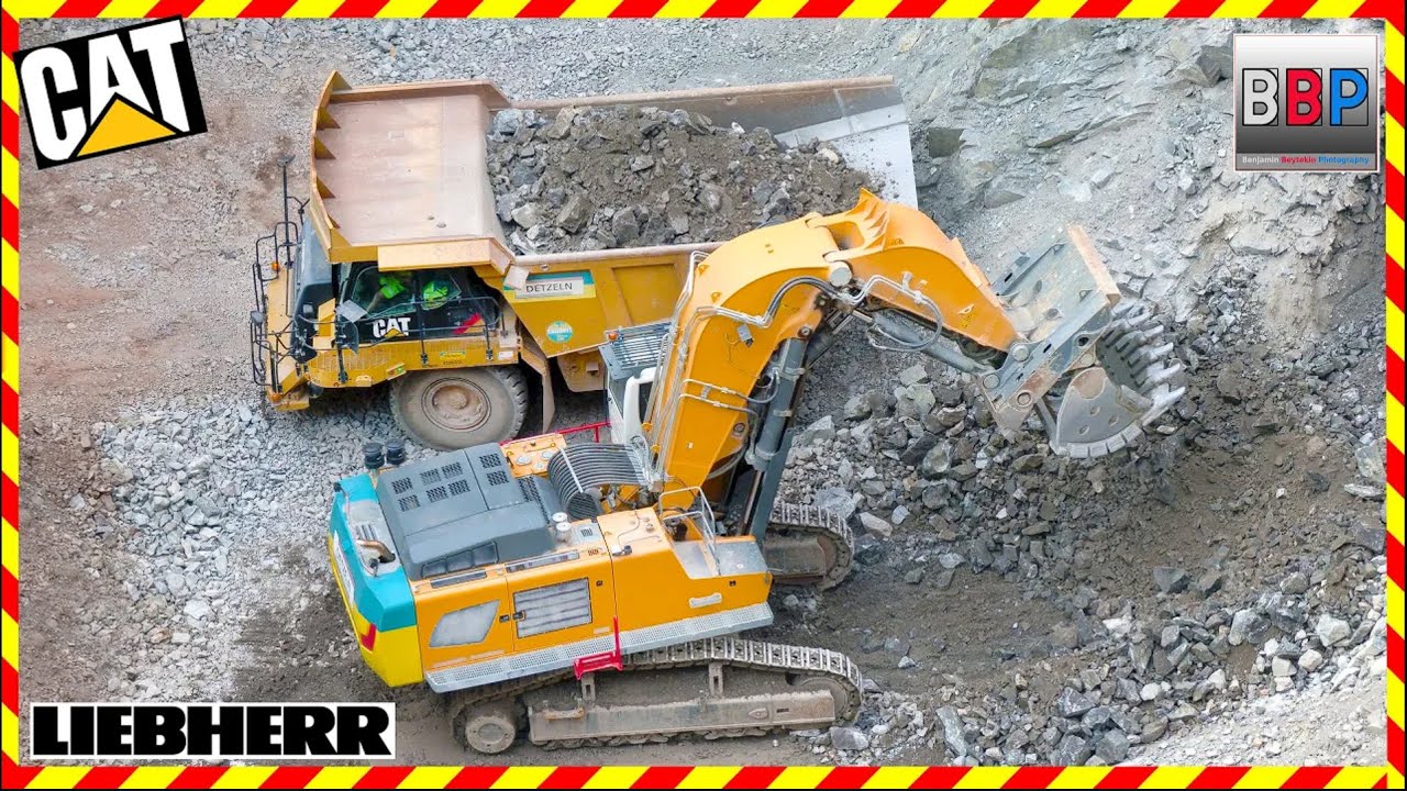 ⚠️ Liebherr R 980 SME & CAT 775F, Porphyrwerk Detzeln, Ühlingen, 2023.