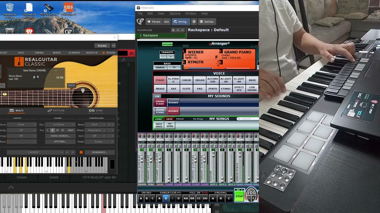CARLOS VELASCO RITMO DIGITAL DE BOLERO EN VARRANGER 2 Y GIG PERFORMER  REASON REAL GUITAR Y SAMPLES