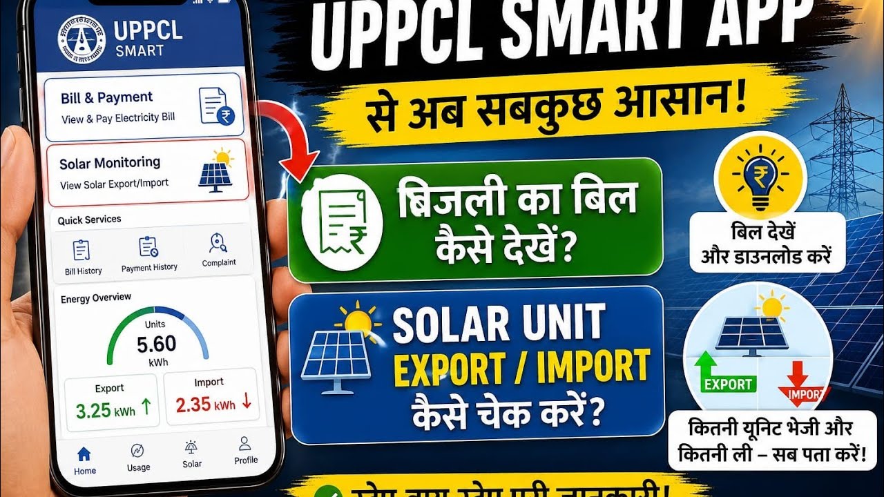 How to check electricity bill & solar unit export-import using the UPPCL Smart app //
