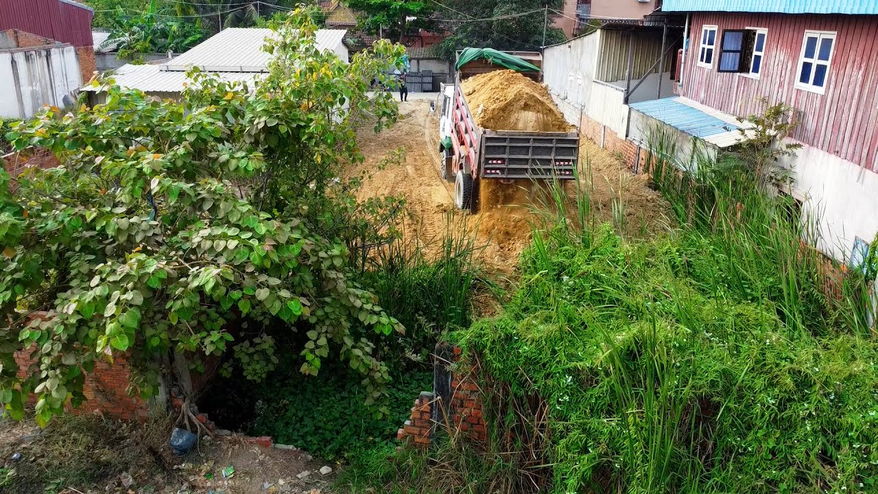 Completed 100% !!! Dozer D20 & Truck 5T Pushing soil & Clear Land to make a new house