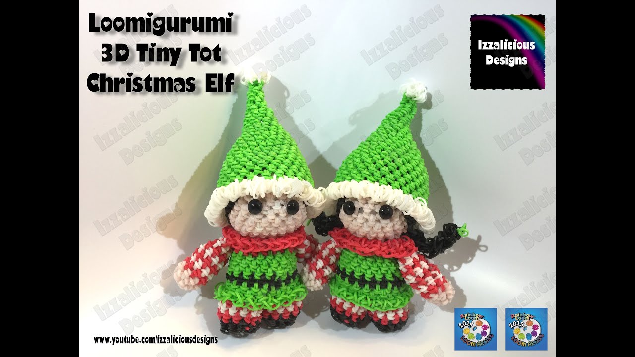 Loomigurumi Эльф малыш Рождество Рисунок - Amigurumi ж / Радуга Loom Bands