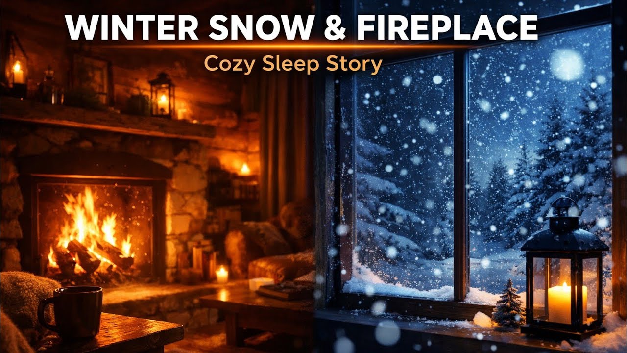 Winter Snow ❄️ & Fireplace 🔥  | Cozy 🥶 Sleep Story for Deep Relaxation