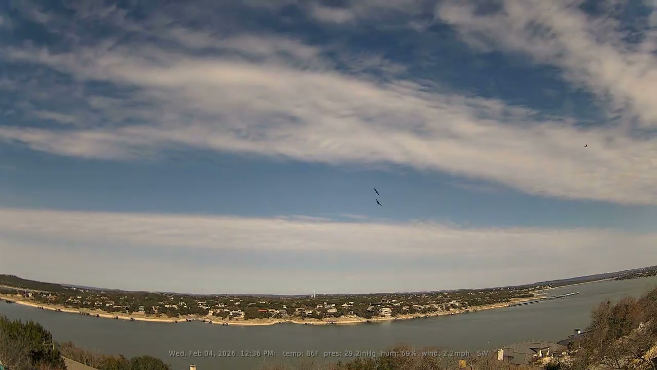 02/04/2026: Lake Travis, Texas (Austin, TX): 4K, 60fps Daily Weather & Boat Traffic Timelapse Video