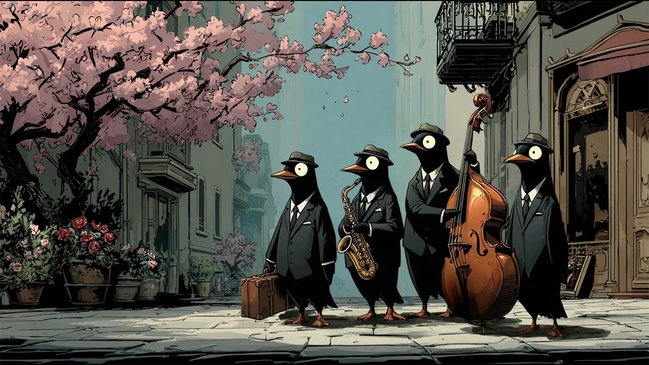 Penguins Carry the Spring Groove – Jazz for Calm Study & Focus