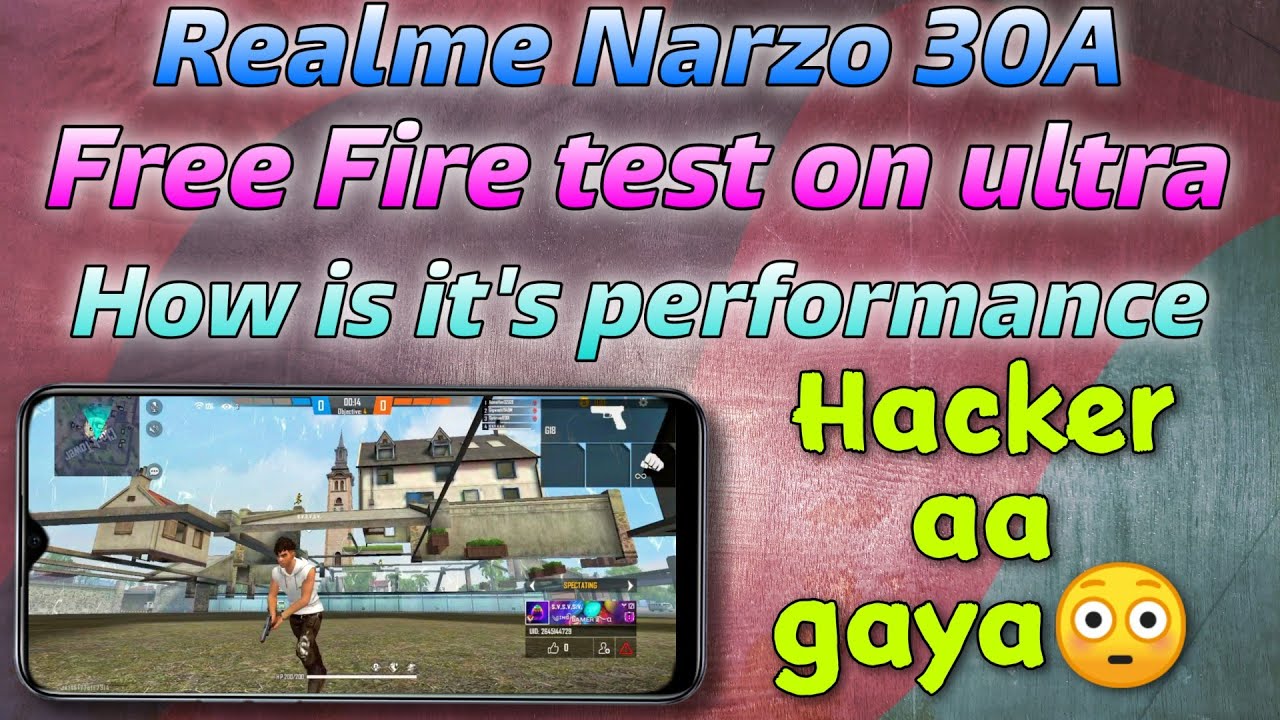 Realme Narzo 30a free fire test on ultra | Hacker in gameplay