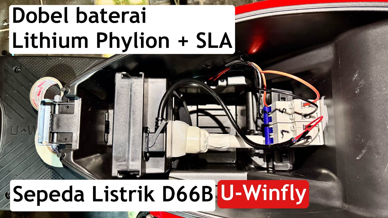 Cara Dobel Baterai Sepeda Listrik Lithium Phylion dan SLA di U-Winfly D66B